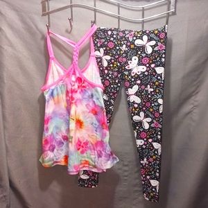 Girls leggings and dbl spaghetti strapped summer top